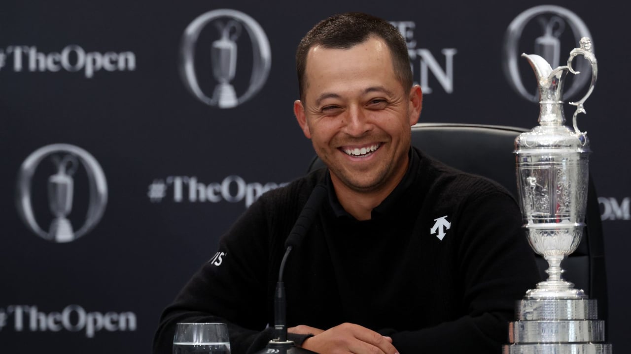 Xander Schauffele auf der Pressekonferenz der British Open 2024. (Foto: Getty) Xander Schauffele auf der Pressekonferenz der British Open 2024. (Foto: Getty)