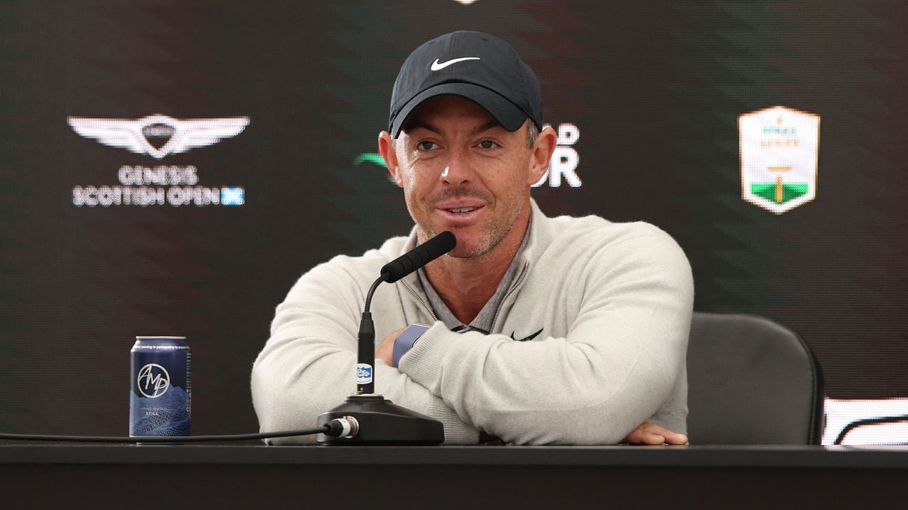 Rory McIlroy in der Pressekonferenz vor der Genesis Scottish Open 2024. (Foto: Getty) Rory McIlroy in der Pressekonferenz vor der Genesis Scottish Open 2024. (Foto: Getty)