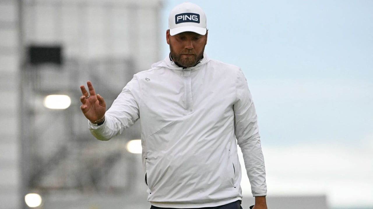 Dan Brown hat den Royal Troon Golfplatz am ersten Tag der British Open 2024 geknackt. (Quelle: Getty) Dan Brown hat den Royal Troon Golfplatz am ersten Tag der British Open 2024 geknackt. (Quelle: Getty)