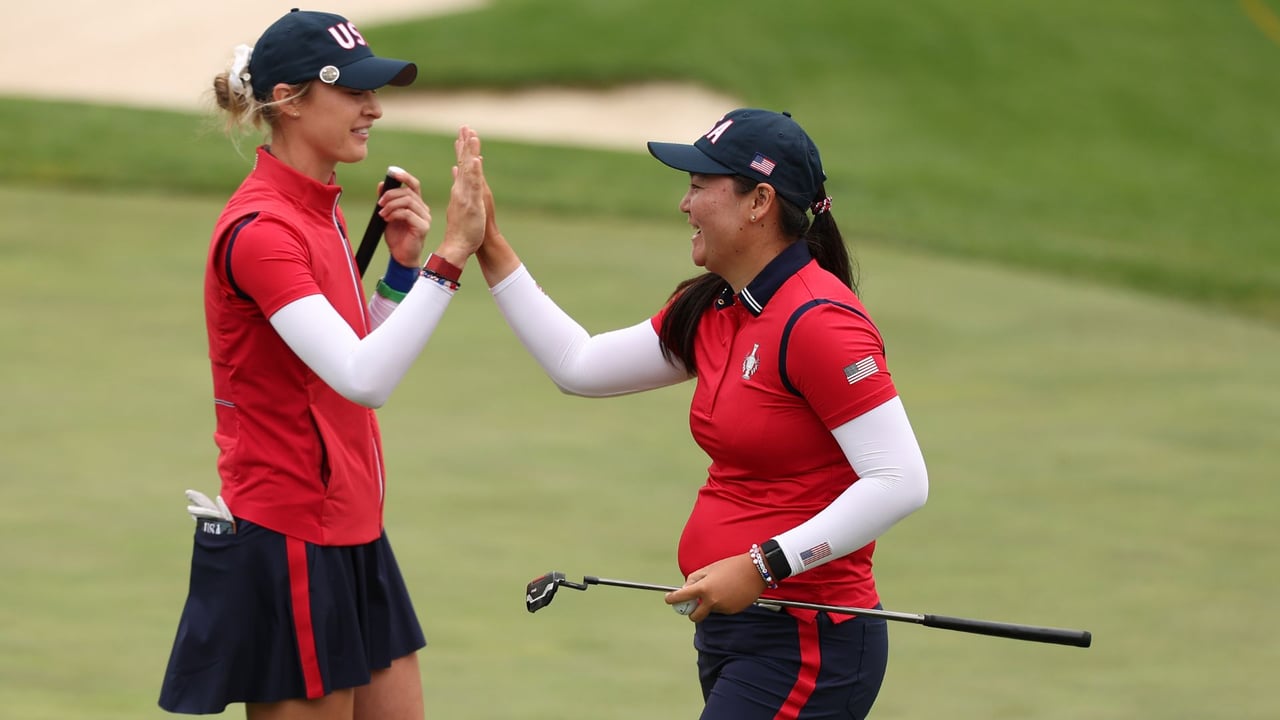 Nelly Korda und Allisen Corpuz sicherten Punkt 1 für Team USA. (Foto: Getty) Nelly Korda und Allisen Corpuz sicherten Punkt 1 für Team USA. (Foto: Getty)