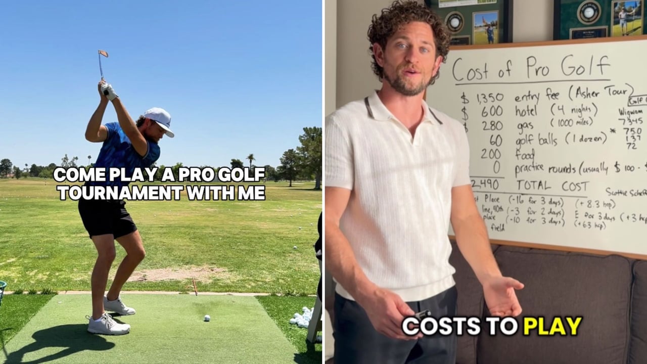 Golfprofi und -Coach Alex Romo rechnet in einem Social-Media-Video die Kosten für Pro-Turniere vor. (Quelle: Instagram@alexromogolf) Golfprofi und -Coach Alex Romo rechnet in einem Social-Media-Video die Kosten für Pro-Turniere vor. (Quelle: Instagram@alexromogolf)