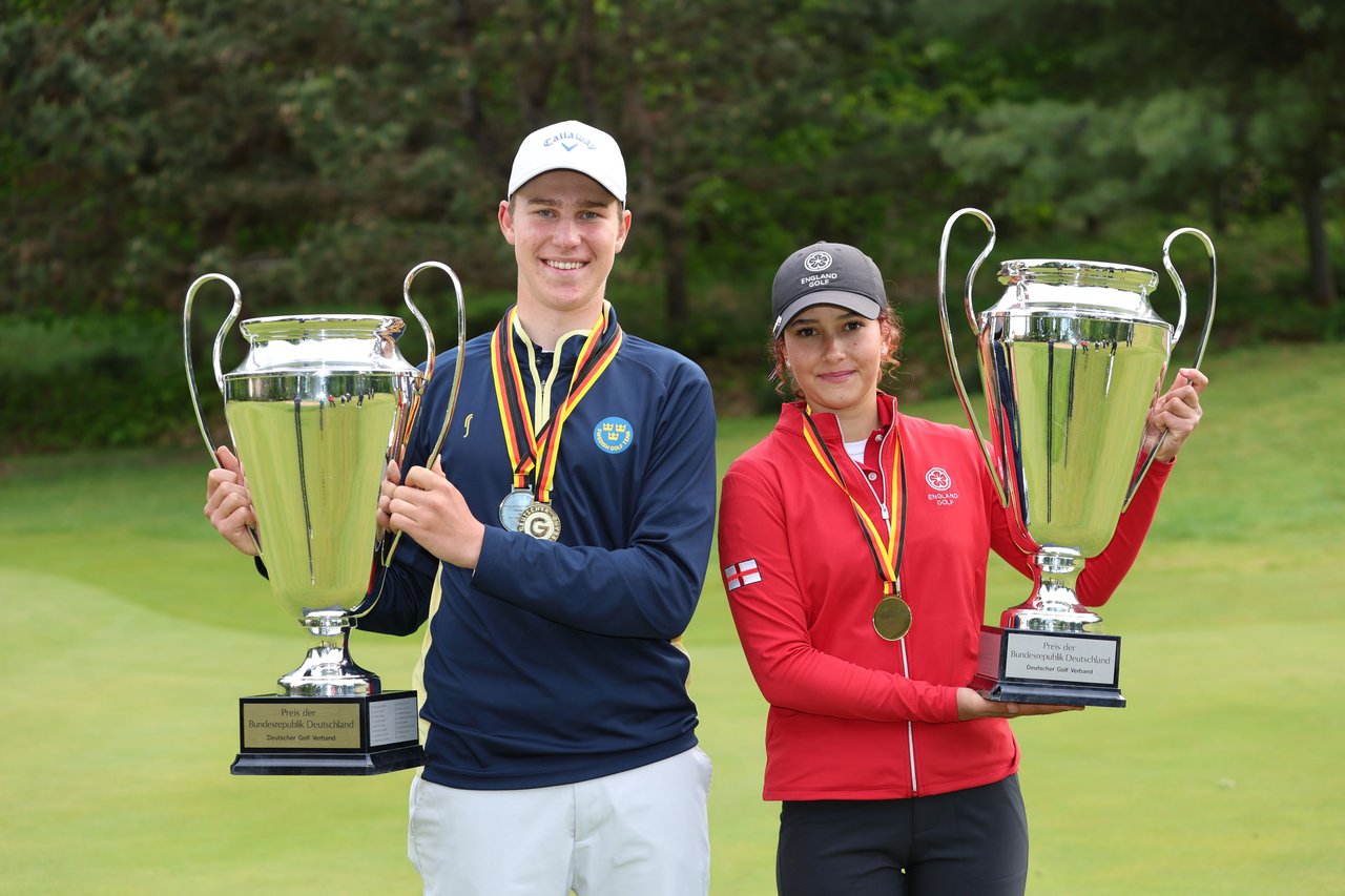 Charlotte Naughton aus England und Filip Grave aus Schweden gewinnen die 21. German International Amateur Championship Boys and Girls. Foto: DGV/mat Charlotte Naughton aus England und Filip Grave aus Schweden gewinnen die 21. German International Amateur Championship Boys and Girls. Foto: DGV/mat