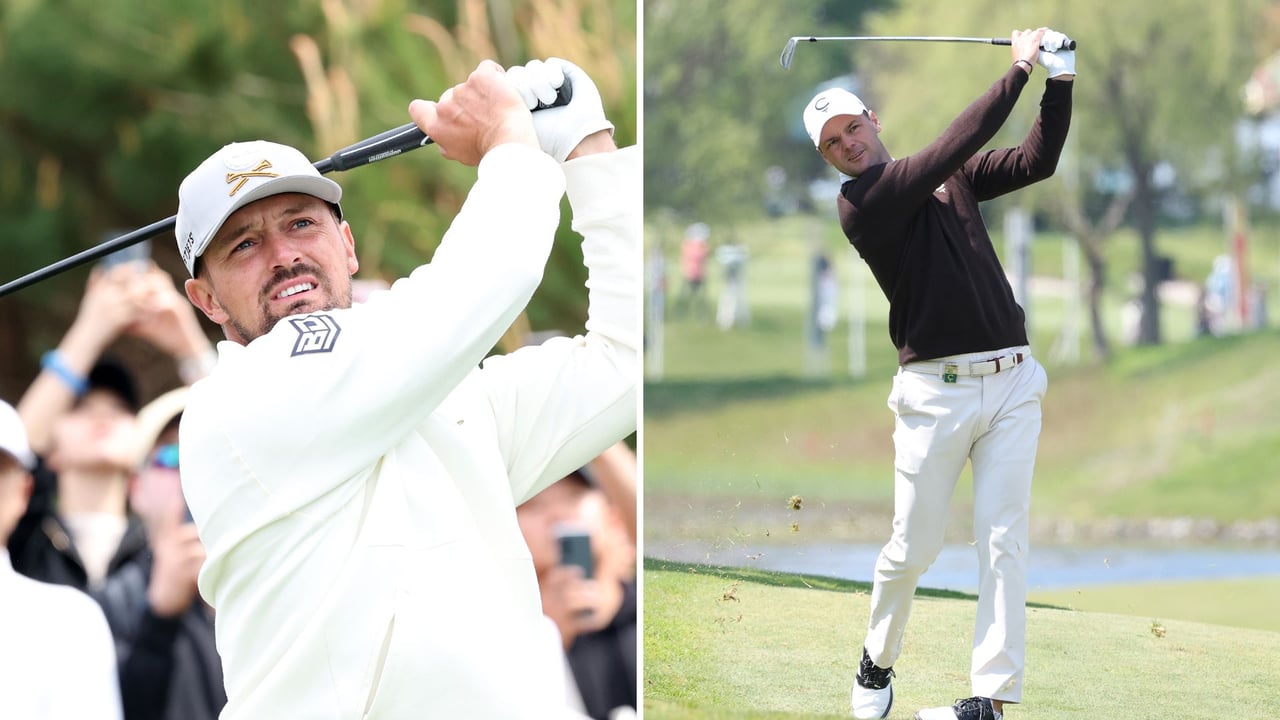 Bryson DeChambeau spielt sich bei LIV Golf Korea in Führung, während Martin Kaymer kämpfen muss. (Fotos: Getty)