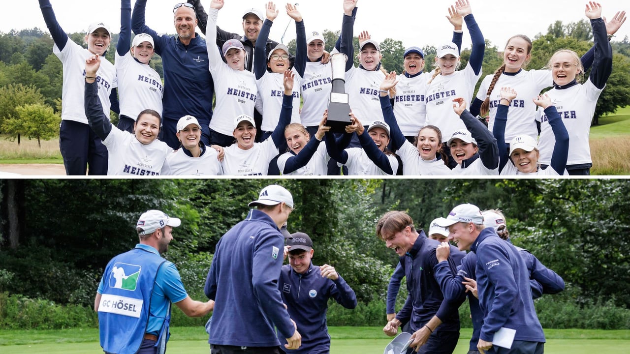 Die Damen des GC St. Leon-Rot sichern sich ihren sechsten DGL-Titel, die Herren des GC Hösel feiern ihren ersten Meisterschaftserfolg. (Fotos: DGV/Stefan Heigl)