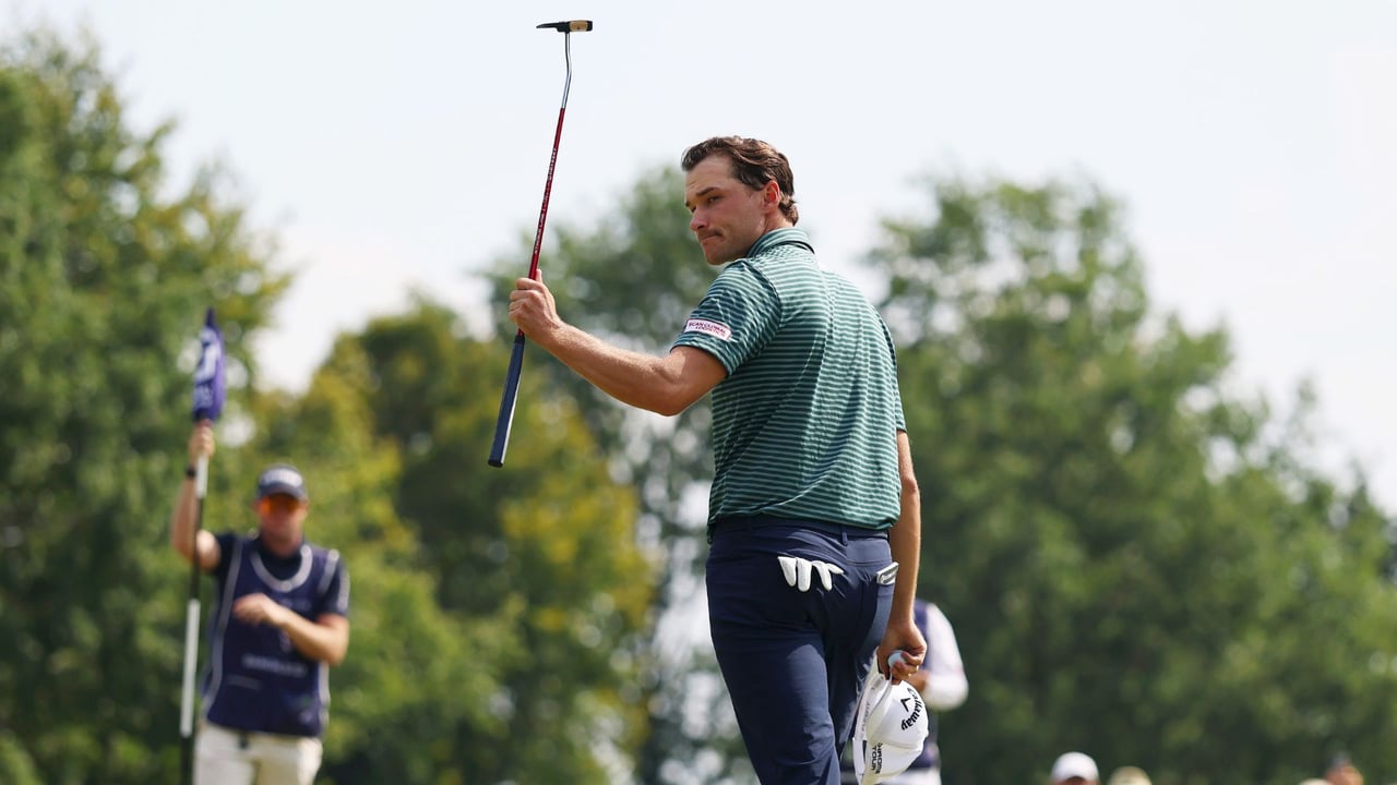 Rasmus Højgaard nach dem letzten Putt auf der zweiten Runde der DP World Tour in Kopenhagen. (Foto: Getty)