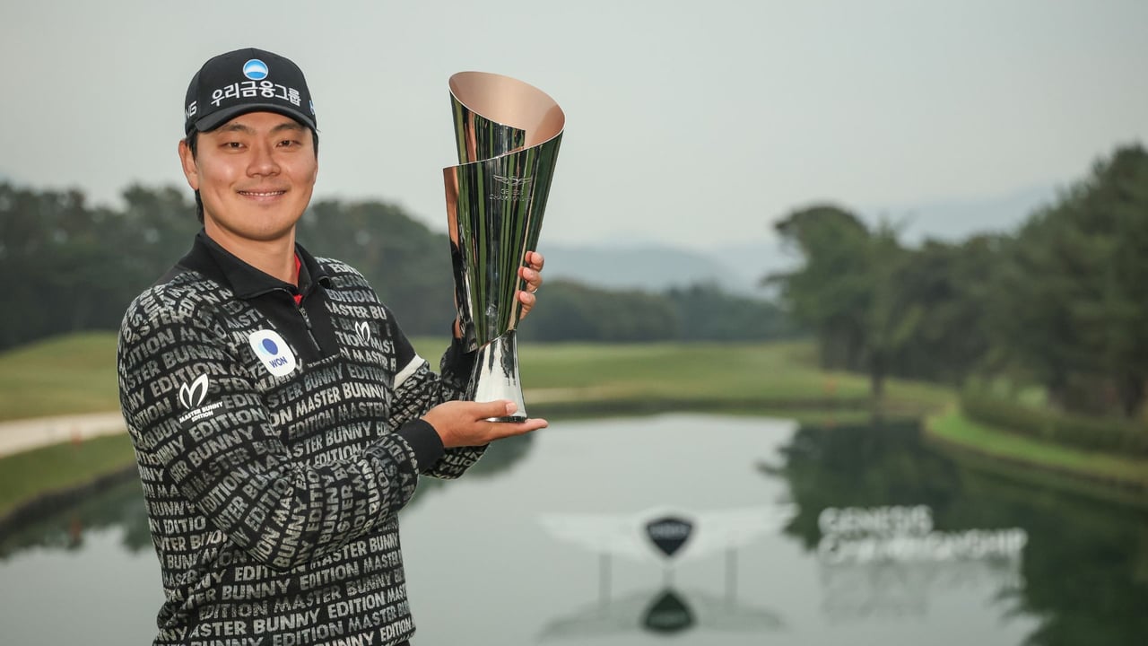 Der Südkoreaner Junghwan Lee feiert seine Titelpremiere bei der Genesis Championship. (Foto: Getty) Der Südkoreaner Junghwan Lee feiert seine Titelpremiere bei der Genesis Championship. (Foto: Getty)