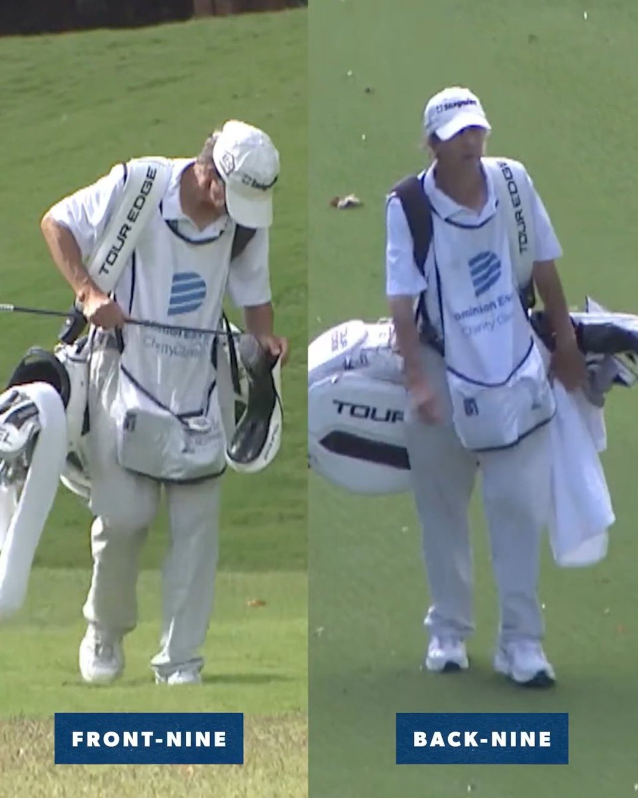 Bernhard Langers Caddie wechselt bei jedem Turn die Schulter - (@ChampionsTour)
