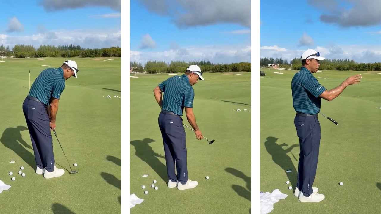 Tiger Woods das erste mal nach OP wieder auf dem Golfplatz gesichtet. (Fotos: Instagram/tgrliveevents und tgrfound)