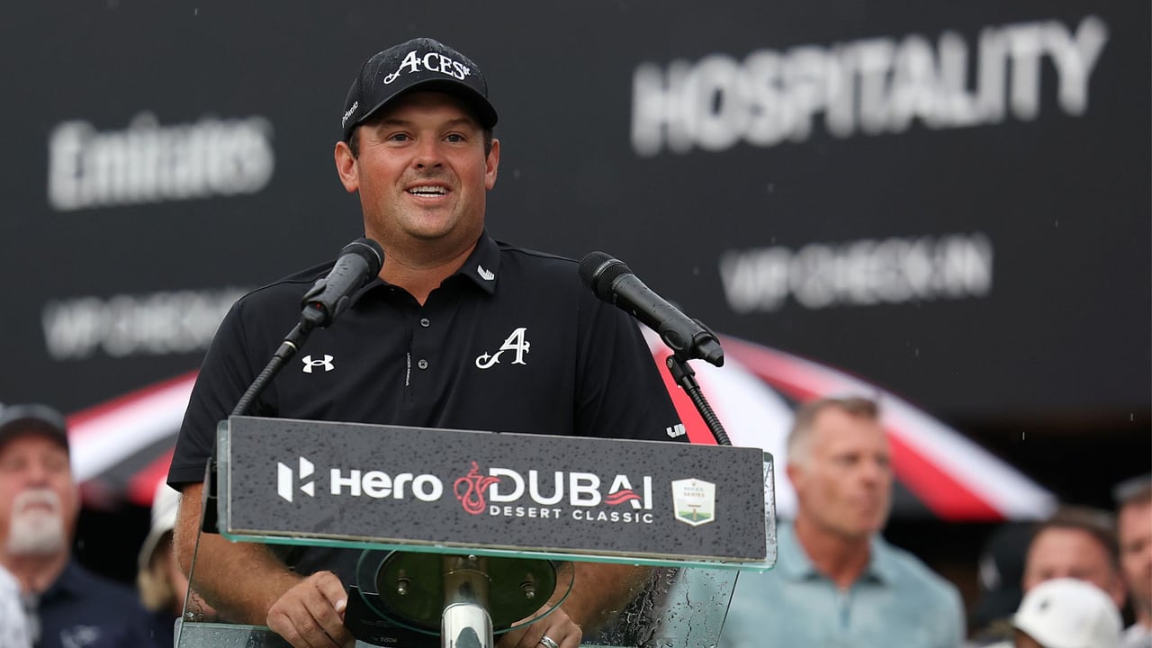 Patrick Reed bei einer Pressekonferenz über seine Zukunft bei LIV Golf. (Foto: Getty)