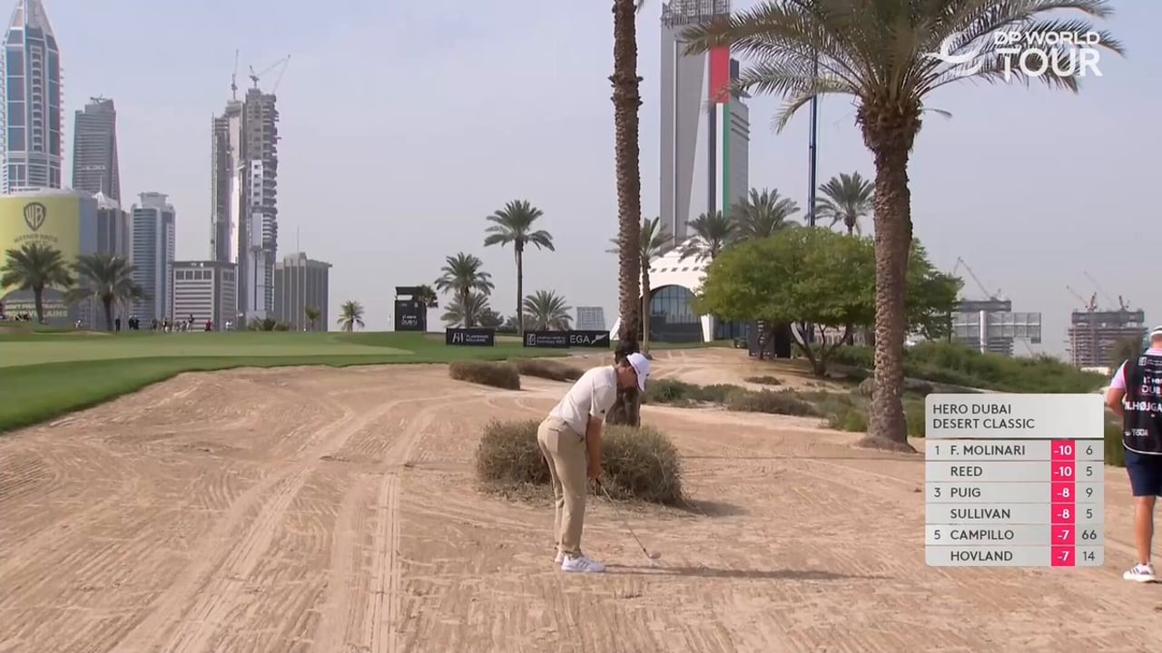 Nicolai Højgaard fast mit spektakulärem Birdie-Dunk beim Hero Dubai Desert Classic - (@DPWorldTour)