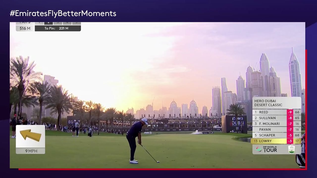 Shane Lowry rettet Par trotz Ball hinter Feuerlöscher beim Dubai Desert Classic - (@DPWorldTour)