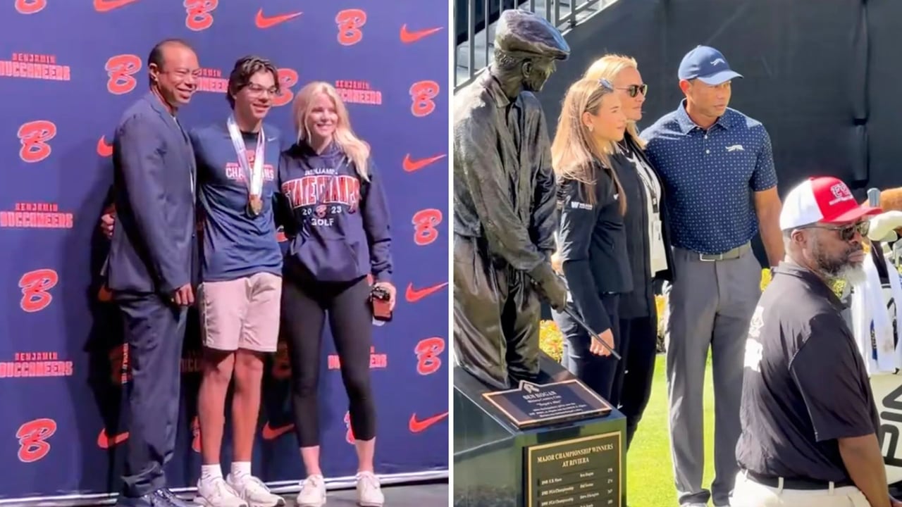 Tiger Woods hat eine Patchworkfamilie. (Fotos: x.com/@WPBF_Yianni und TikTok/jackiedluna626)