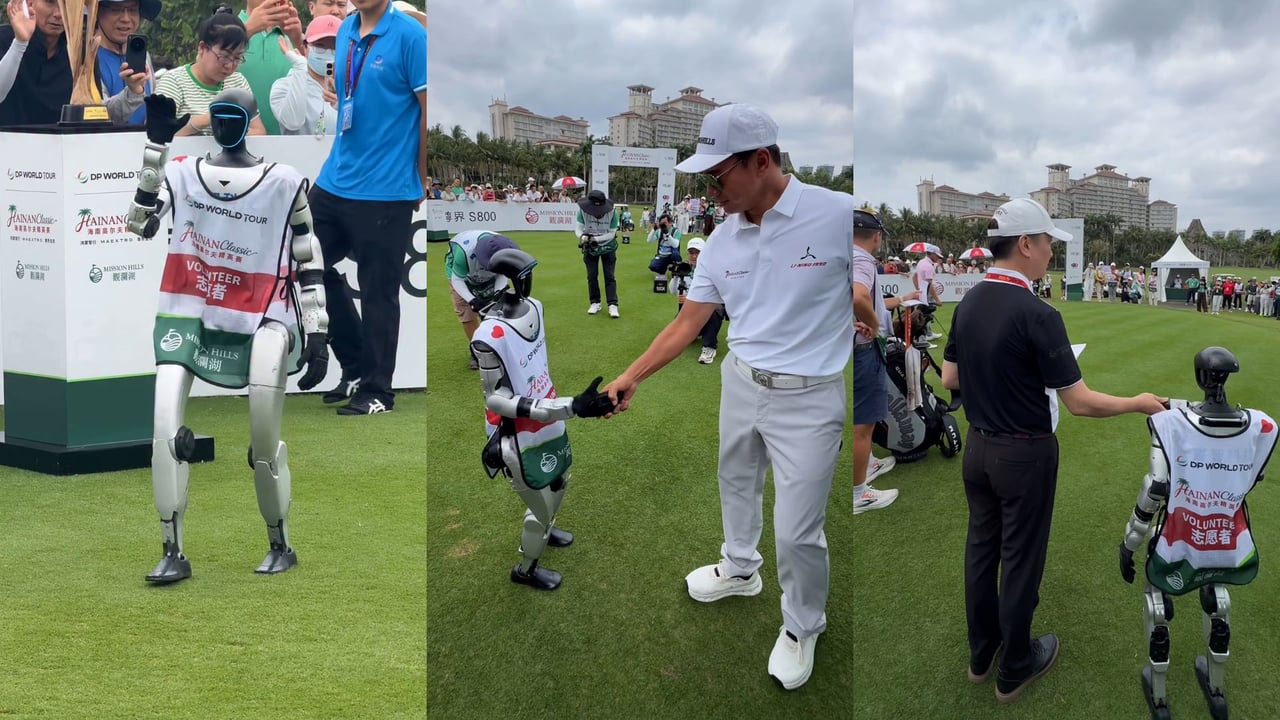 Von Mähroboter bis humanoider Starter. Auch auf den Touren sind Roboter mittlerweile angekommen. (Foto: Instagram/DP World Tour)