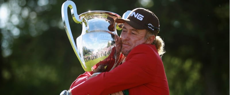 Miguel Angel Jimenez jubiliert in Crans Montana