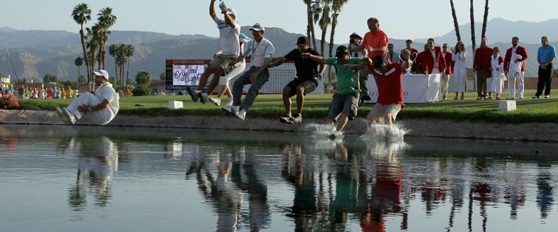 Für die Siegerin der Kraft Nabisco Championship und ihren Betreuerstab gehört der abschließende Sprung in Poppie's Pond am 18. Loch einfach dazu