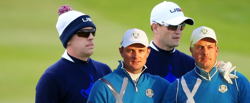 Henrik Stenson und Justin Rose mit wichtigem Punkt gegen Zach Johnson und Hunter Mahan. (Foto: Getty)