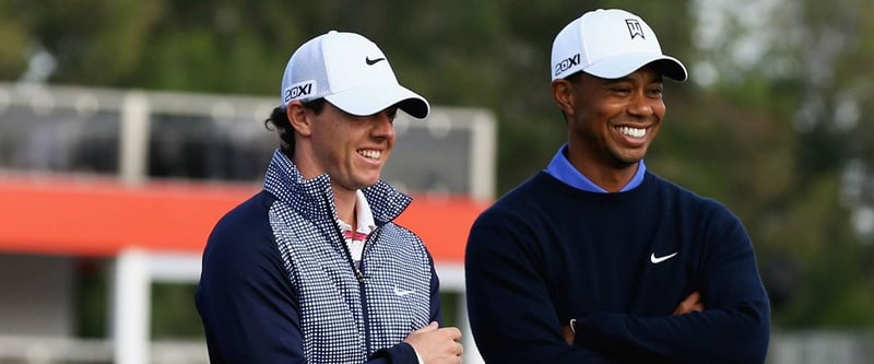 Die Nike-Aushängeschilder Tiger Woods und Rory McIlroy verstehen sich auch privat gut - was ihrem Ausrüster sicher gefallen dürfte. (Foto: Getty)