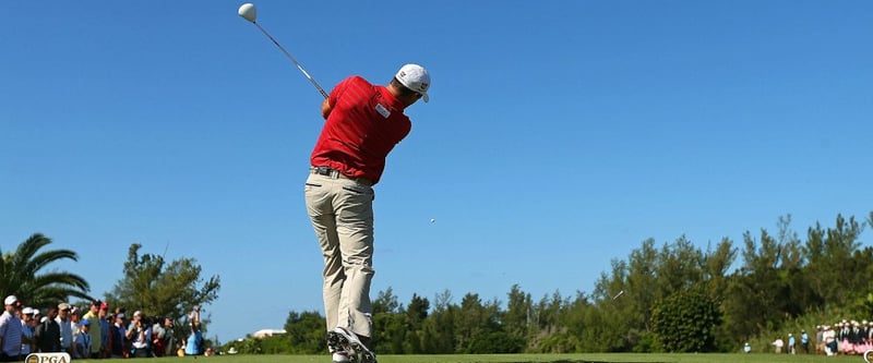 Padraig Harrington zeigt als dreifacher Major-Gewinner auf der Driving Range seine ganz eigene Technik. (Foto:Getty)