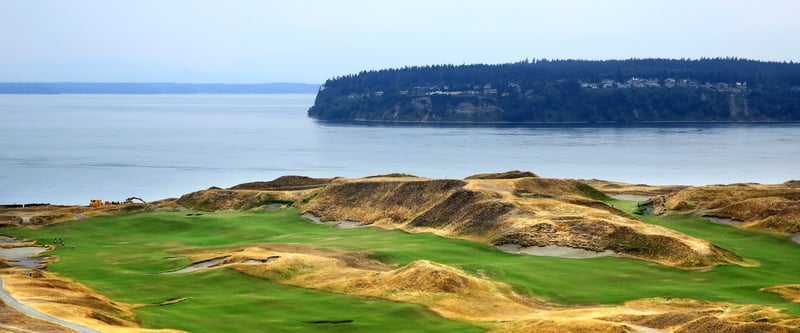 Ein Blick von links nach rechts: Die 18, die Eins und die Zehn von Chambers Bay. (Foto: Getty)