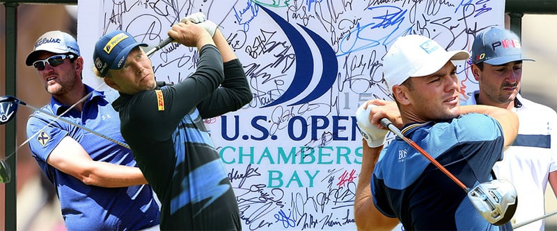 Bernd Wiesberger, Marcel Siem, Martin Kaymer und Stephan Jäger (v. l.) starten auf ihre erste Runde der US Open 2015.