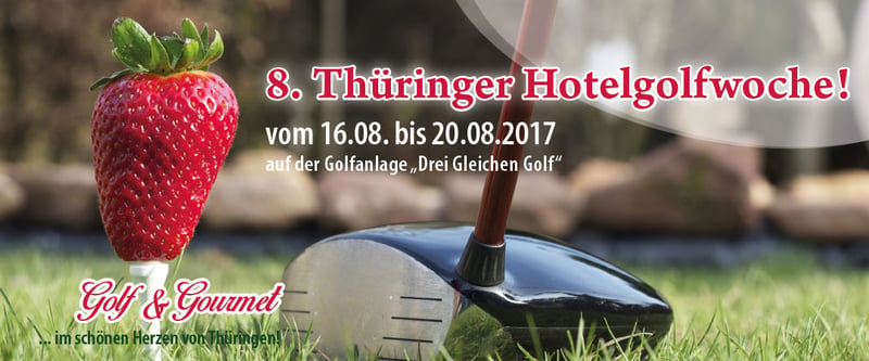 Vom 16. bis 20. August 2017 findet die 8. Thüringer Hotelgolfwoche auf der Golfanlage Drei Gleichen Golf statt. Jetzt noch schnell anmelden. (Foto: Thüringer Golfclub „Drei Gleichen“ Mühlberg e.V.)