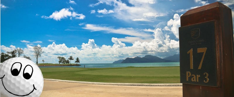 BoB vor einer der schönsten Golfkulissen der Welt im The Els Club Teluk Datai in Malaysia.