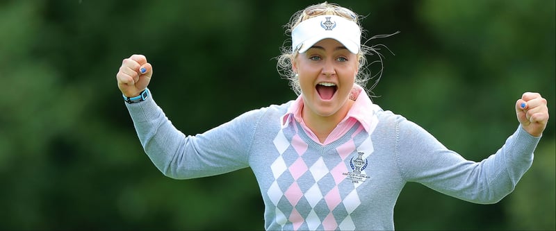 Charley Hull freut sich über einen gewonnenen Punkt beim Solheim Cup. (Foto: Getty)