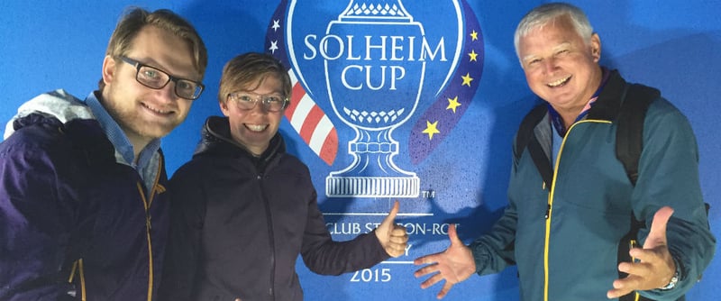 Matthias Gräf (l.) trifft in St.Leon-Rot Ann-Kathrin Lindner und Frank Adamowicz zum Solheim Cup 2015 Golf Post Talk.