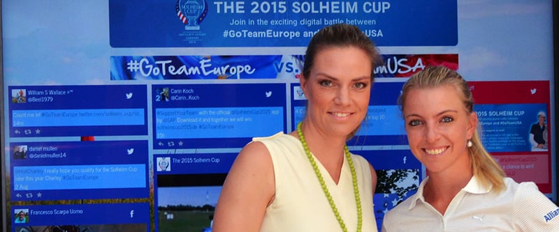 Julia Scharf (l.) und Golf-Profi Sophia Popov moderieren den Solheim Cup im SWR sowie der ARD.