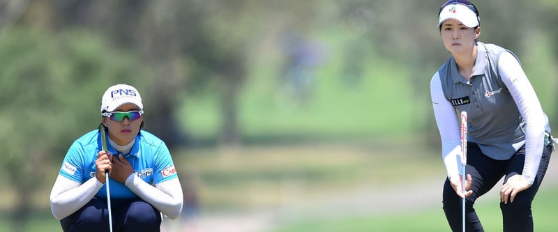 Gemeinsam im Top-Flight unterwegs: Amy Yang und Q Baek auf Runde zwei der Honda LPGA Thailand. (Foto: Getty)