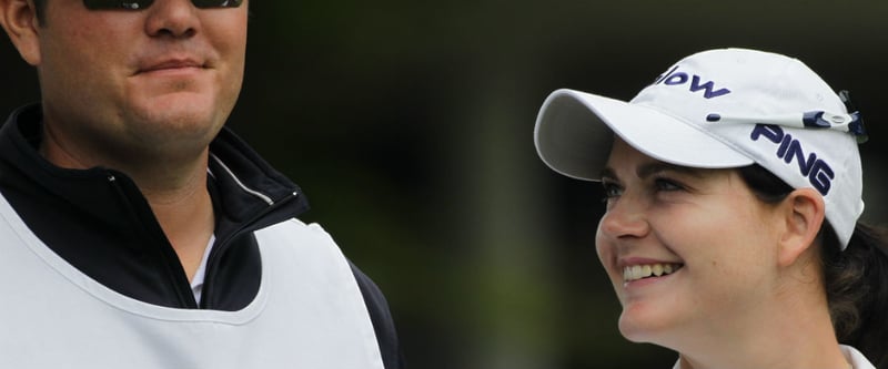 Caroline Masson und ihr Caddy hatten beim ersten Major-Turnier des Jahres, der ANA Inspiration, allen Grund zur Freude. (Foto: Getty)