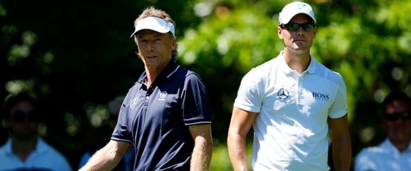 Martin Kaymer baute bei der Proberunde des Masters am Dienstag wie schon in den vergangenen Jahren auf die Erfahrung von Bernhard Langer. (Foto: Getty)