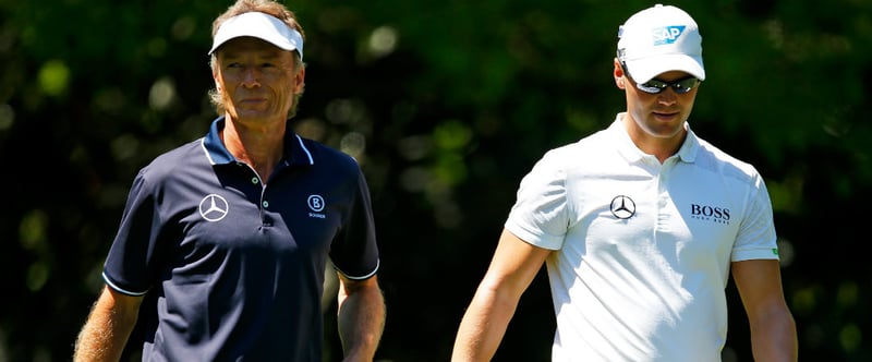 Martin Kaymer und Bernhard Langer spielten noch beim Par-3-Contest zusammen. Jetzt trennen sie Welten. (Foto: Getty)