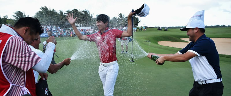 Überschäumender Jubel bei der AfrAsia Bank Mauritius Open: Jeunghun Wang sichert sich denkbar knapp den Turniersieg. (Foto: Getty)