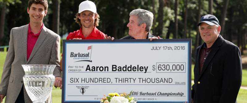 Aaron Baddeley (2. v. l.) konnte sich den Titel bei der Barbasol Championship im Stechen sichern. (Foto: Getty)