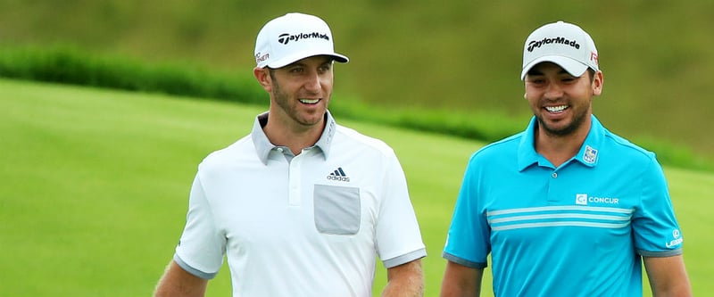 Noch lachen sie - bei der PGA Championship könnte es ernst werden zwischen den beiden. Dustin Johnson strebt nach Jason Days Spitzenposition. (Foto: Getty)