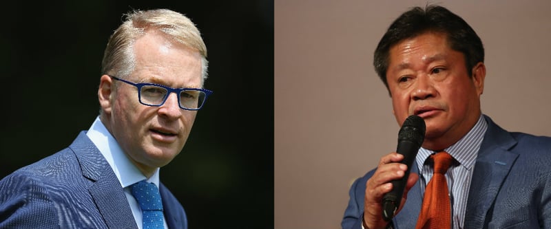 Keith Pelley und Kyi Hla Han wollen die Zusammenarbeit zwischen ihren Touren intensivieren. (Fotos: Getty)