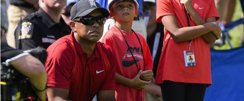 Tiger Woods mit seinen Kindern bei der Quicken Loans National. (Foto: Twitter/@PGATOUR)