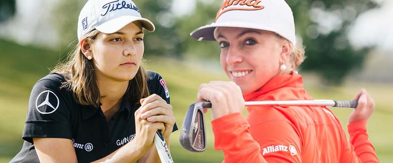 Karolin Lampert (l.) und Sophia Popov schlagen beide in Düsseldorf beim Ladies European Masters im September ab.