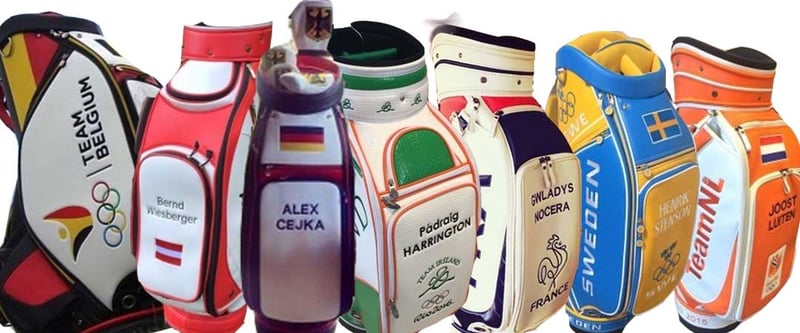 Die unterschiedlichen Golfbags für Olympia 2016 in Rio de Janeiro.