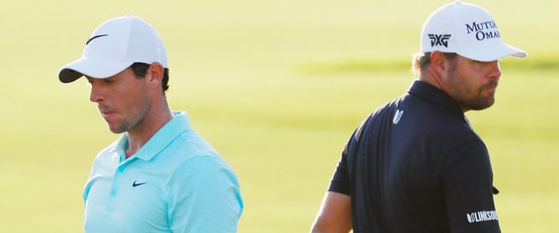 Gestern noch im Zweikampf um den Sieg bei der Tour Championship, könnten Ryan Moore (re.) und Rory McIlroy (li.) beim Ryder Cup in Hazeltine erneut aufeinander treffen. (Foto: Getty)