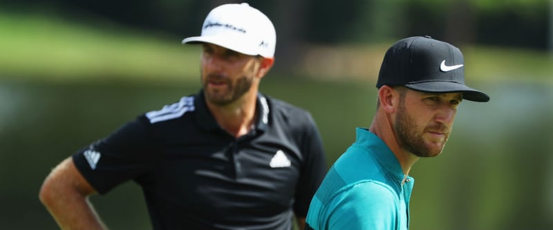 Dustin Johnson und Kevin Chappell werden am Sonntag gegeneinander um den Sieg bei der Tour Championship kämpfen. (Foto: Getty)