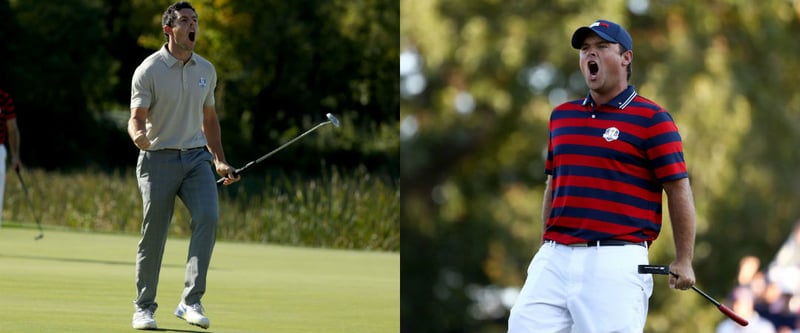 Die beiden Dominatoren der Fourballs am zweiten Tag beim Ryder Cup heißen Rory McIlroy und Patrick Reed. Beide spielten Golf von einem anderen Stern und sicherten ihrem Team jeweils einen Punkt. (Foto: Getty)