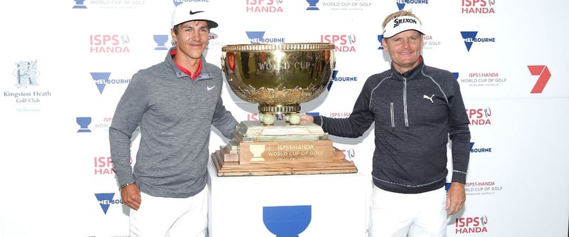 Auf den Kappen der Spieler ist es zu sehen. Thorbjörn Olesen war beim World Cup of Golf mit Nike unterwegs, während Sören Kjeldsen Srixon/Cleveland spielte. (Foto: Getty)