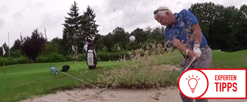 Von Zeit zu Zeit muss selbst Frank Adamowicz mal in den Sand. Zum Glück weiß er, wie er unbeschadet wieder hinauskommt. (Foto: Golf Post)