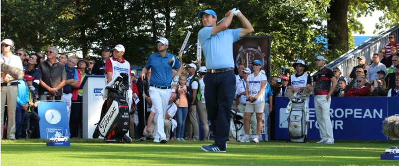 Ein Highlight des Jahres 2016: Florian Fritsch (VG) spielte am Finaltag der Porsche European Open mit Martin Kaymer (r) und Bernd Wiesberger im vorletzten Flight. (Foto: Golf Post)