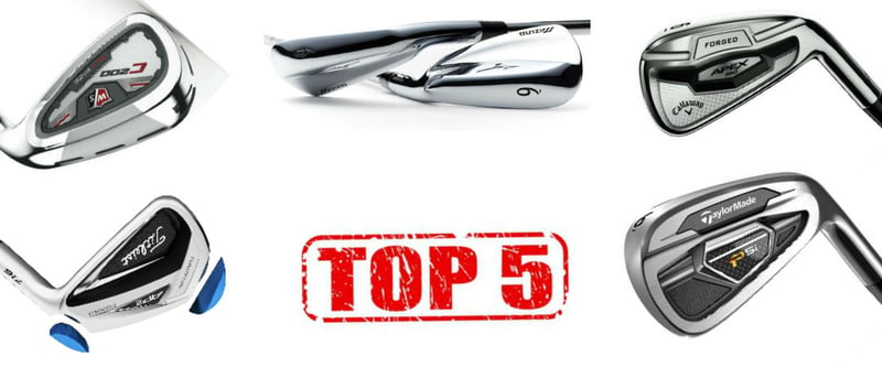 Diese fünf Eisen haben es in die Golf Post Top 5 der besten Eisensätze 2016 geschafft. (Foto: Titleist/TaylorMade/Wilson/Mizuno/Callaway)