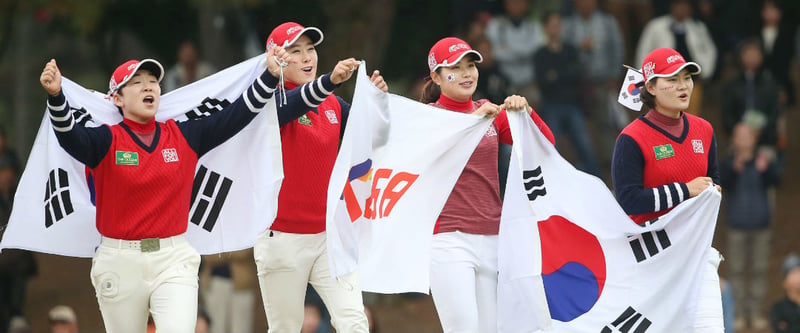 Das Team der KLPGA beweist seine Überlegenheit im Finale des The Queens. (Foto: Getty)