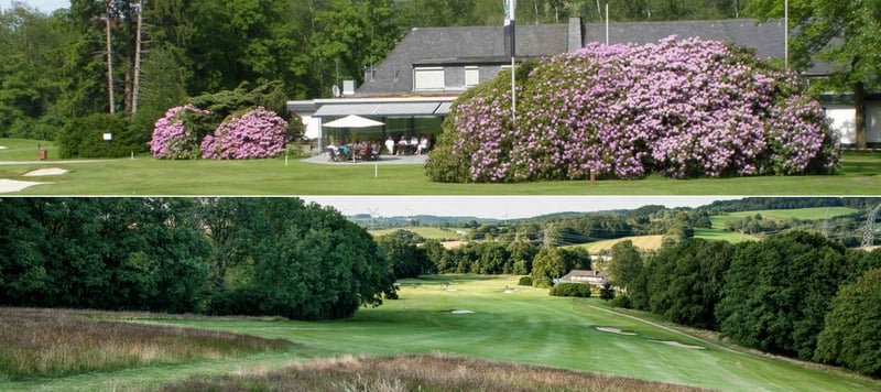 Das Clubhaus und der 13. Abschlag des Golf-Clubs Bergisch Land. (Foto: Golf-Club Bergisch Land)