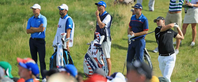 Die drei letzten US-Open-Sieger, Martin Kaymer, Jordan Spieth und Dustin Johnson standen am ersten Tag der 117. US Open in Erin Hills im Mittelpunkt. (Foto: Getty)